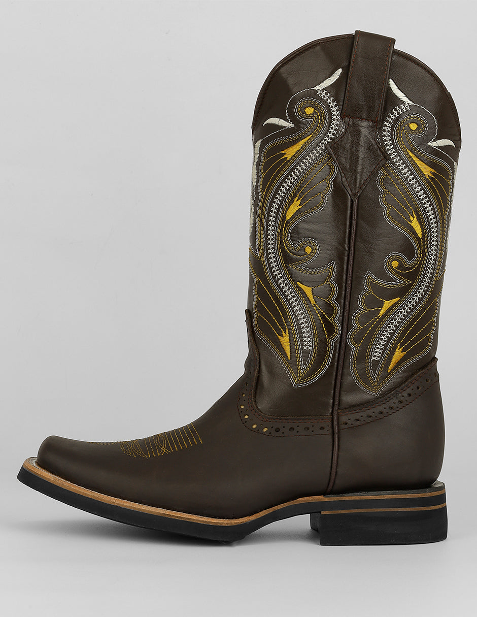 Botas western Exterior Piel Color Café Para Hombre De RBCOLLECTION
