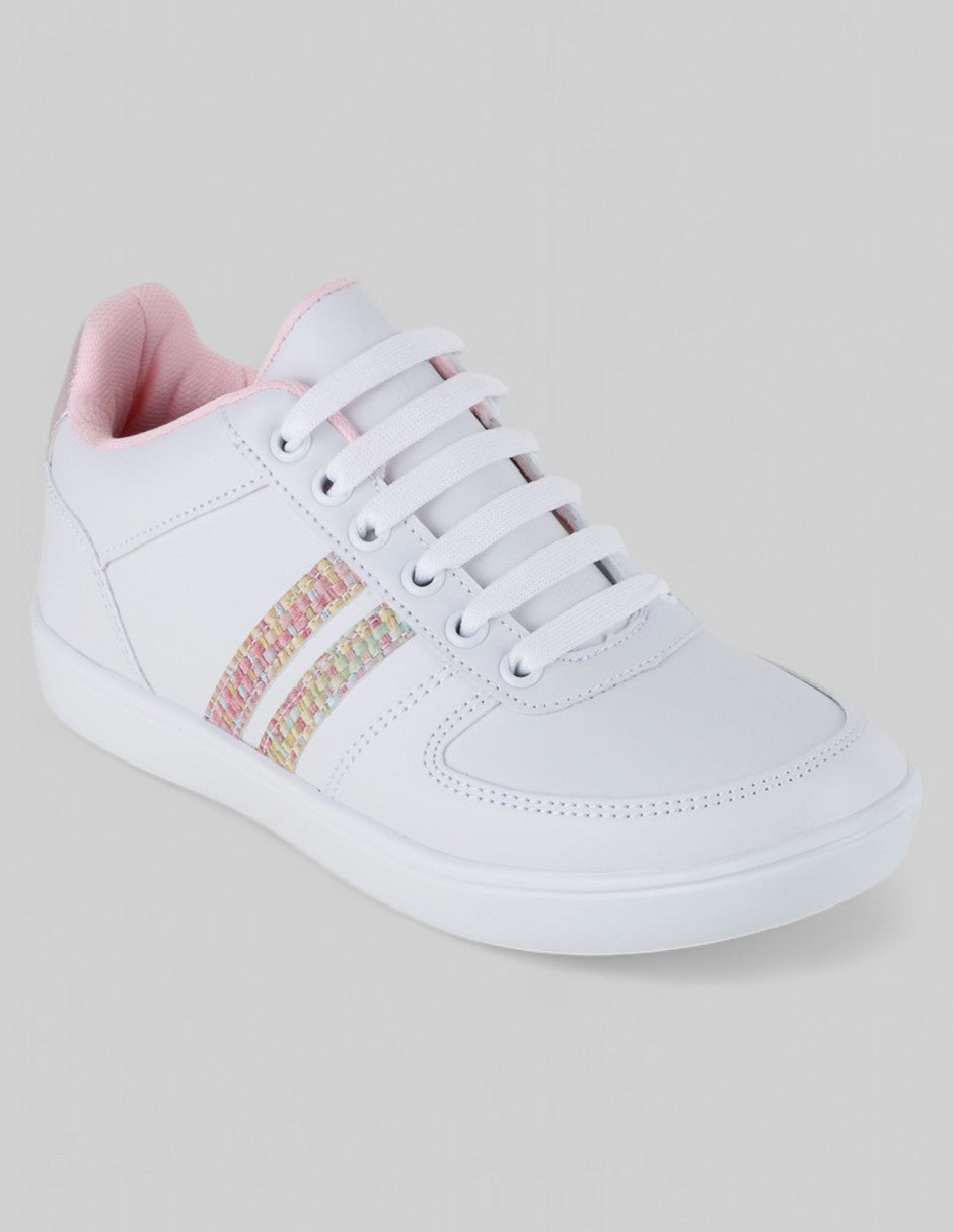 Tenis con cordones Exterior Piel vegana Color Blanco Para Mujer De RBCOLLECTION
