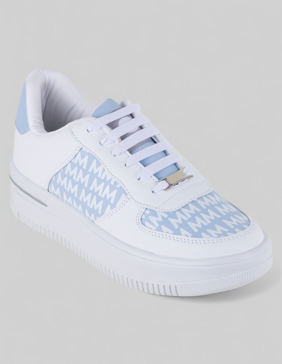 Tenis con cordones Exterior Piel vegana Color Azul Para Mujer De RBCOLLECTION