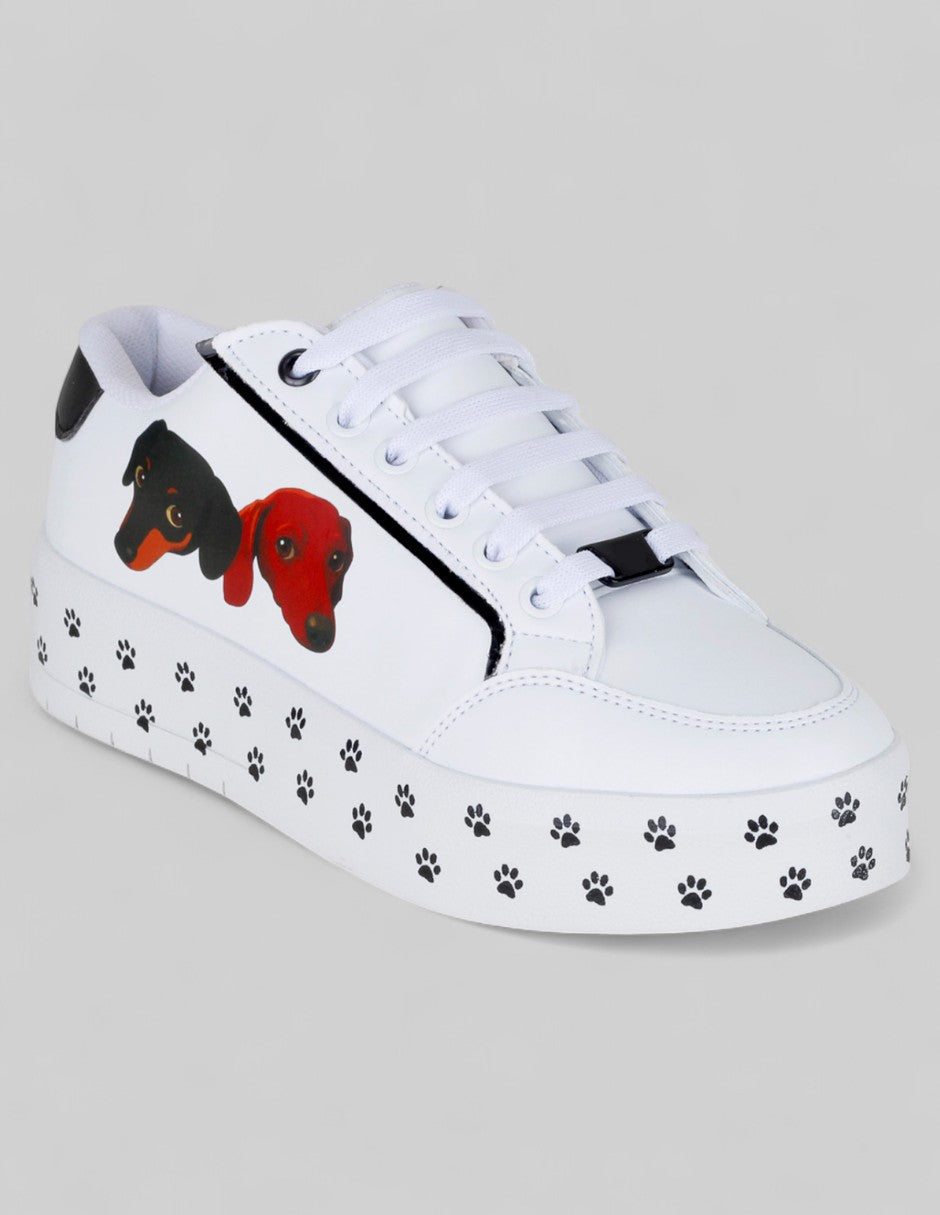 Tenis con cordones  Paws en Piel vegana – Blanco
