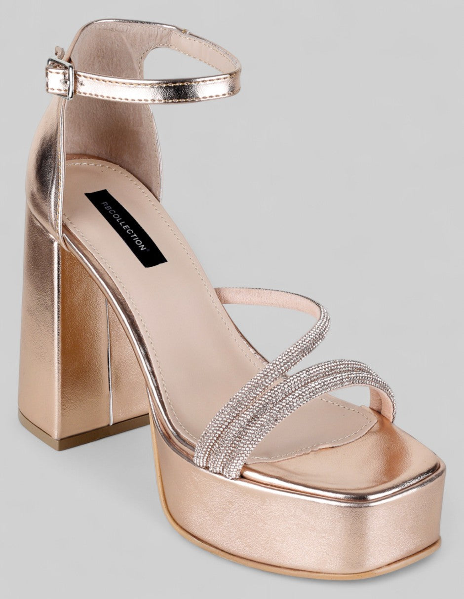 Sandalia con tacón Glowm en Sintético – Dorado