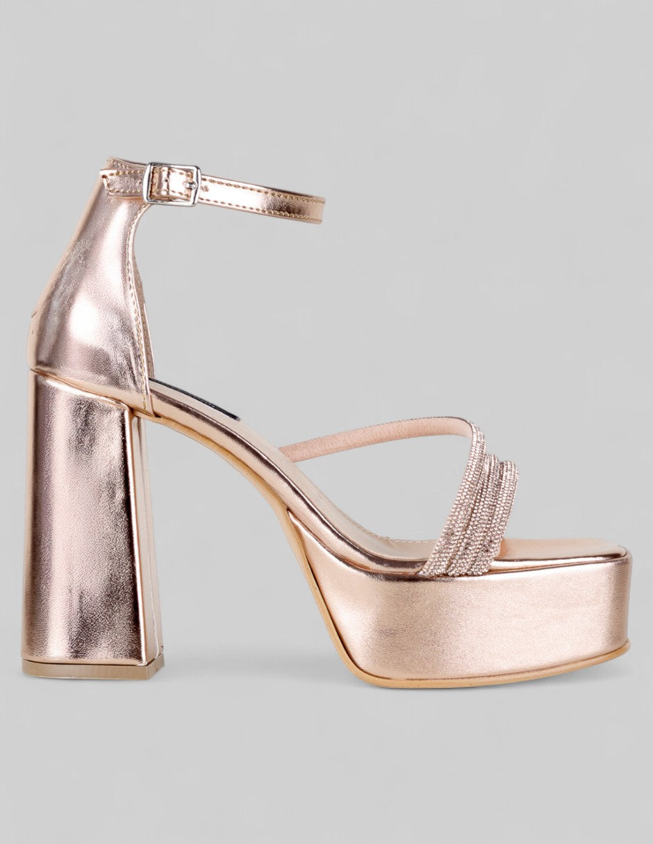 Sandalia con tacón Glowm en Sintético – Dorado