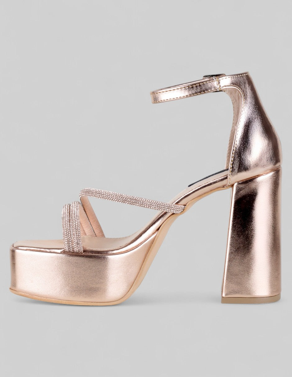 Sandalia con tacón Glowm en Sintético – Dorado