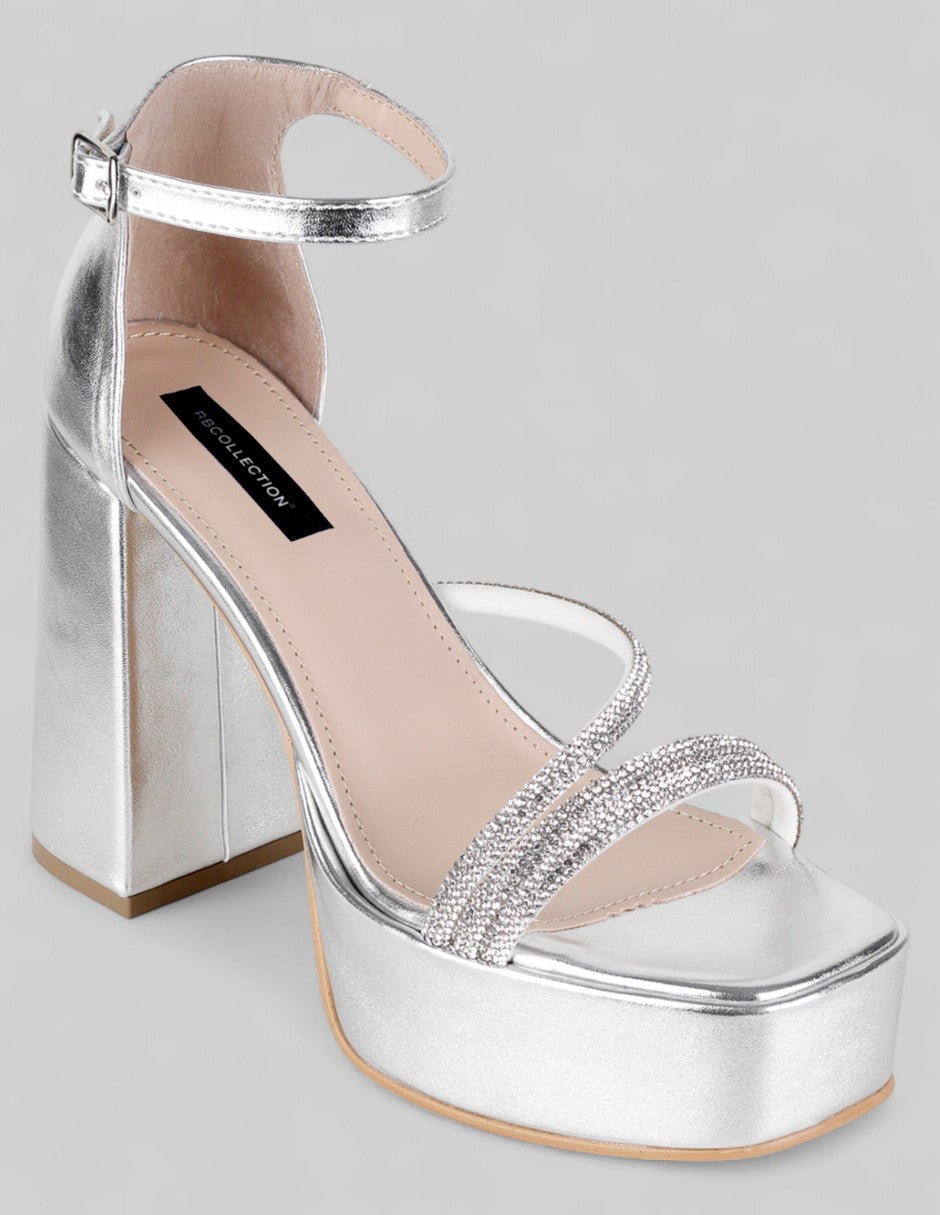 Sandalia con tacón Glowm en Sintético – Plata