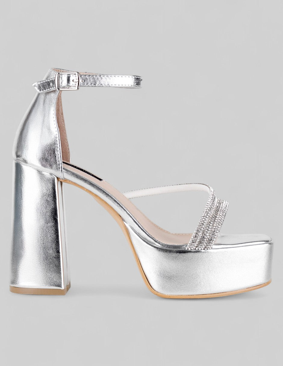 Sandalia con tacón Glowm en Sintético – Plata