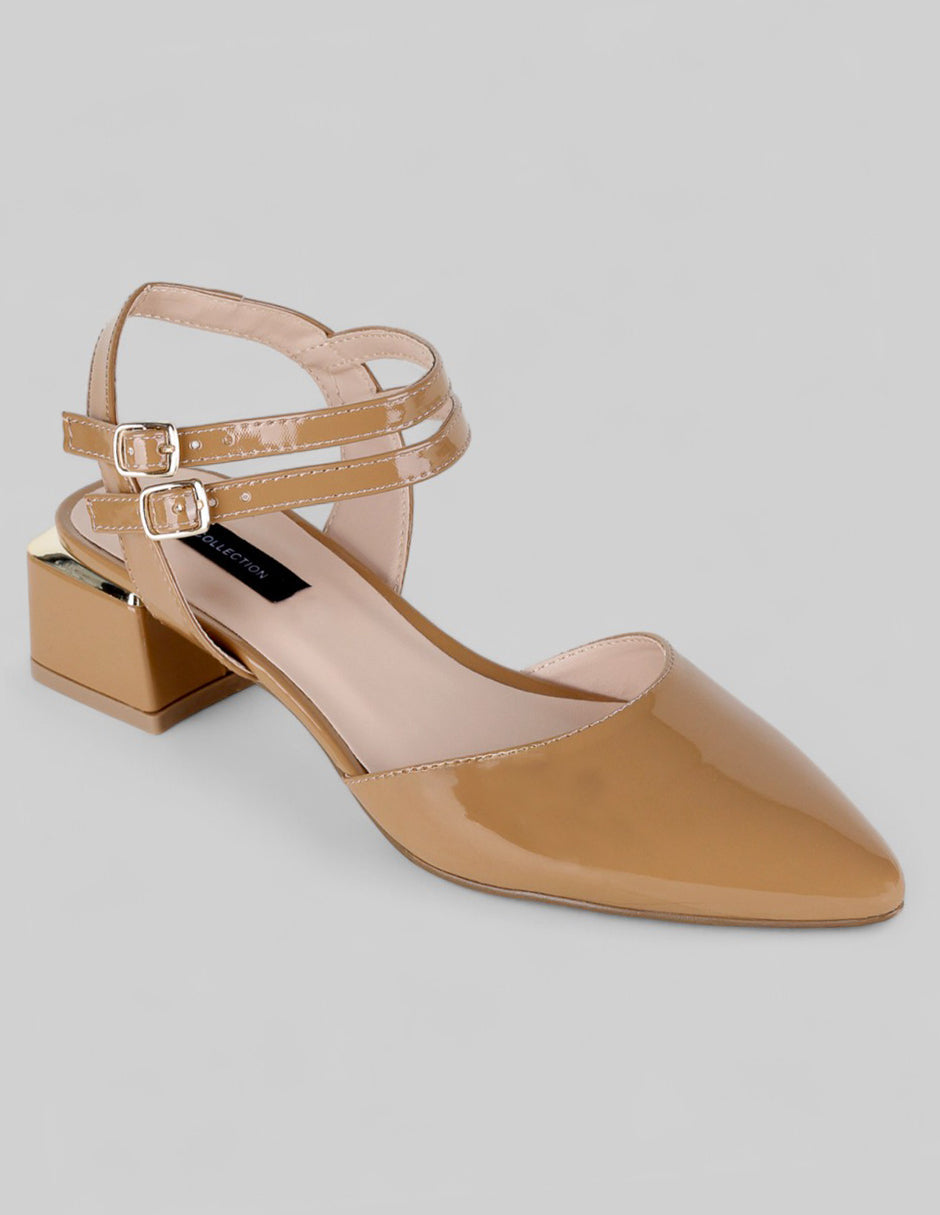 Flats puntales Back en Charol – Café