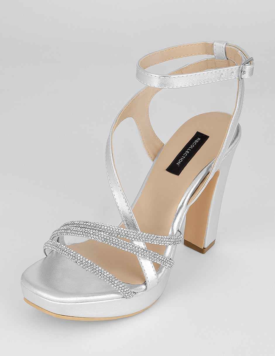 Sandalia con tacón Glowm en Sintético – Plata
