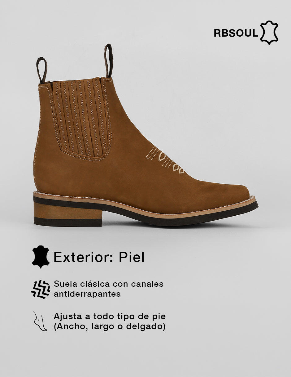 Botas tipo western West en Piel – Café