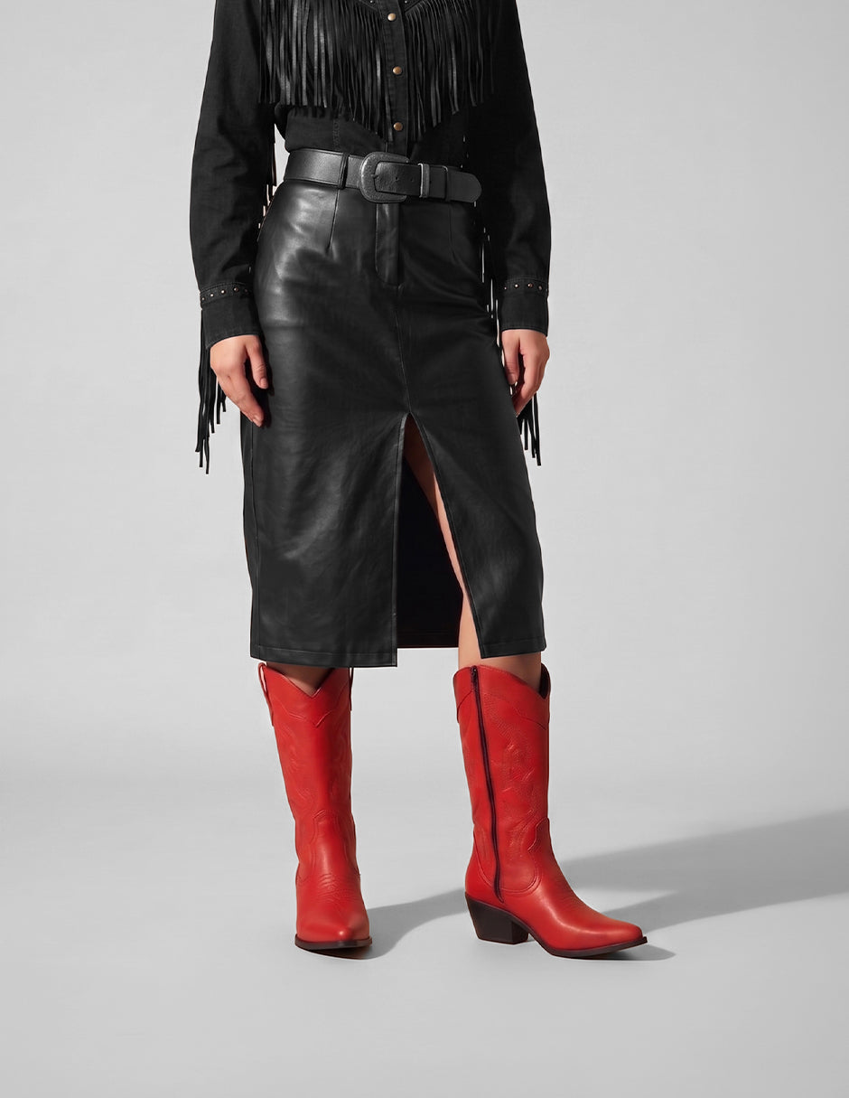 Botas tipo western West en Sintético – Rojo