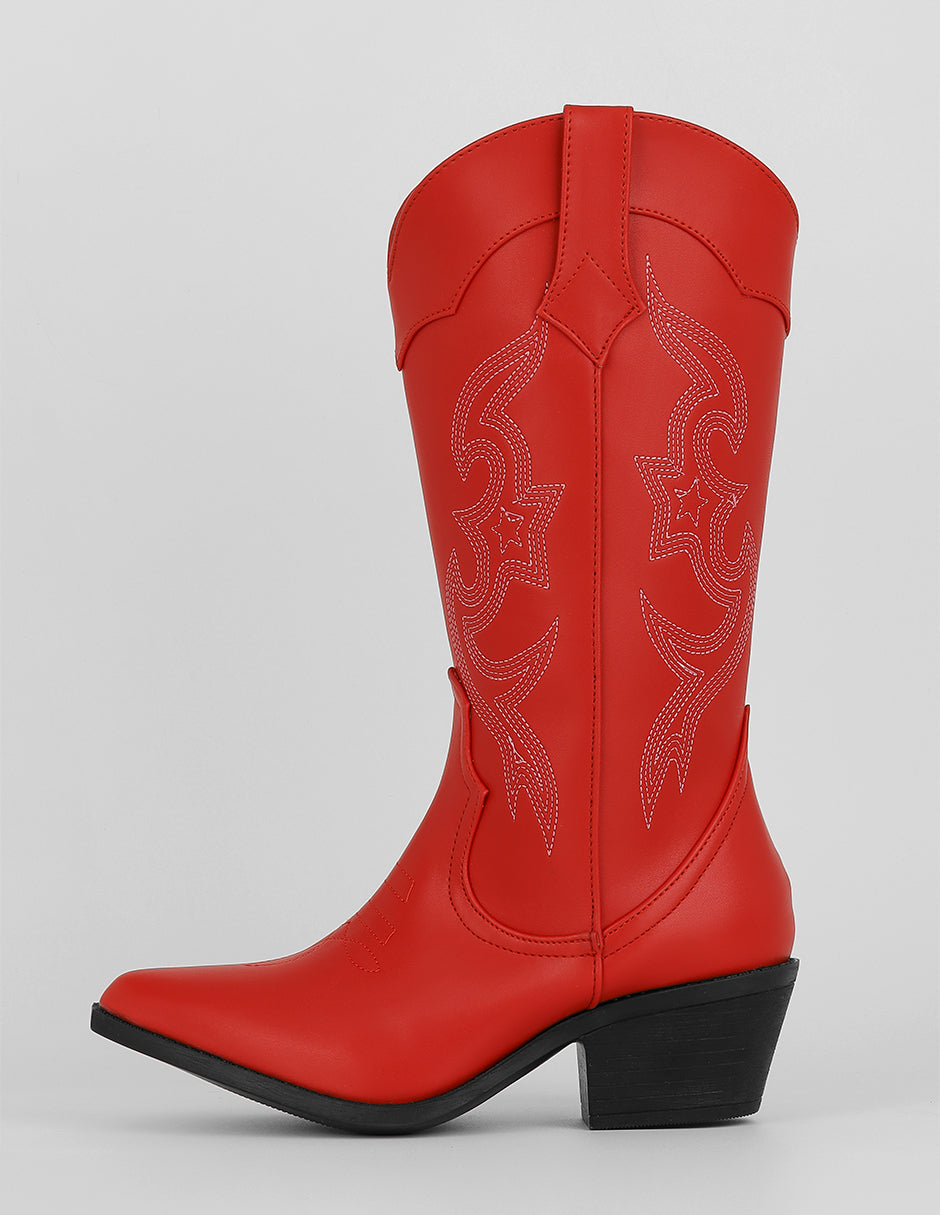 Botas tipo western Exterior Sintético Color Rojo Para Mujer De RBCOLLECTION