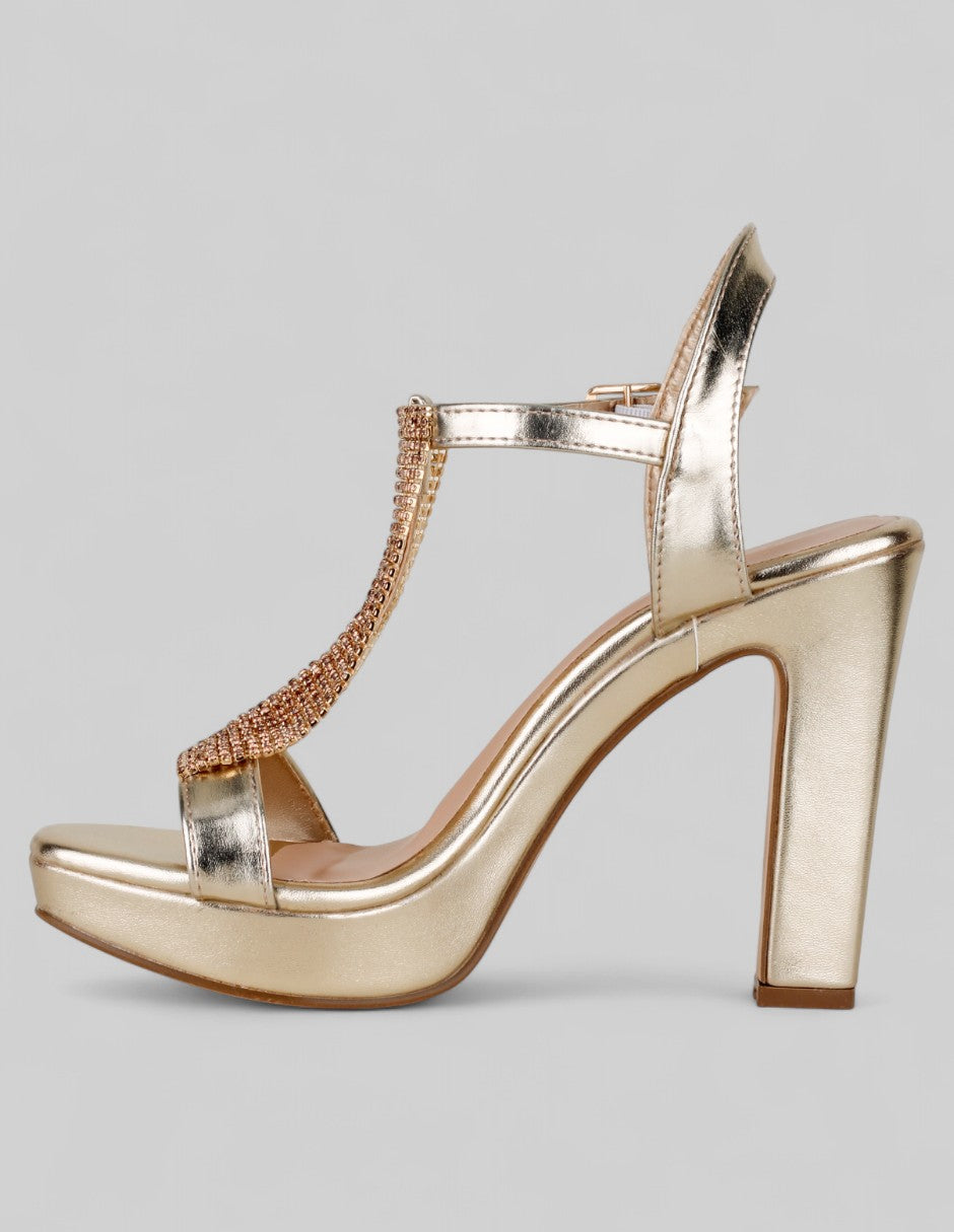 Sandalia con tacón Glowm en Sintético – Dorado