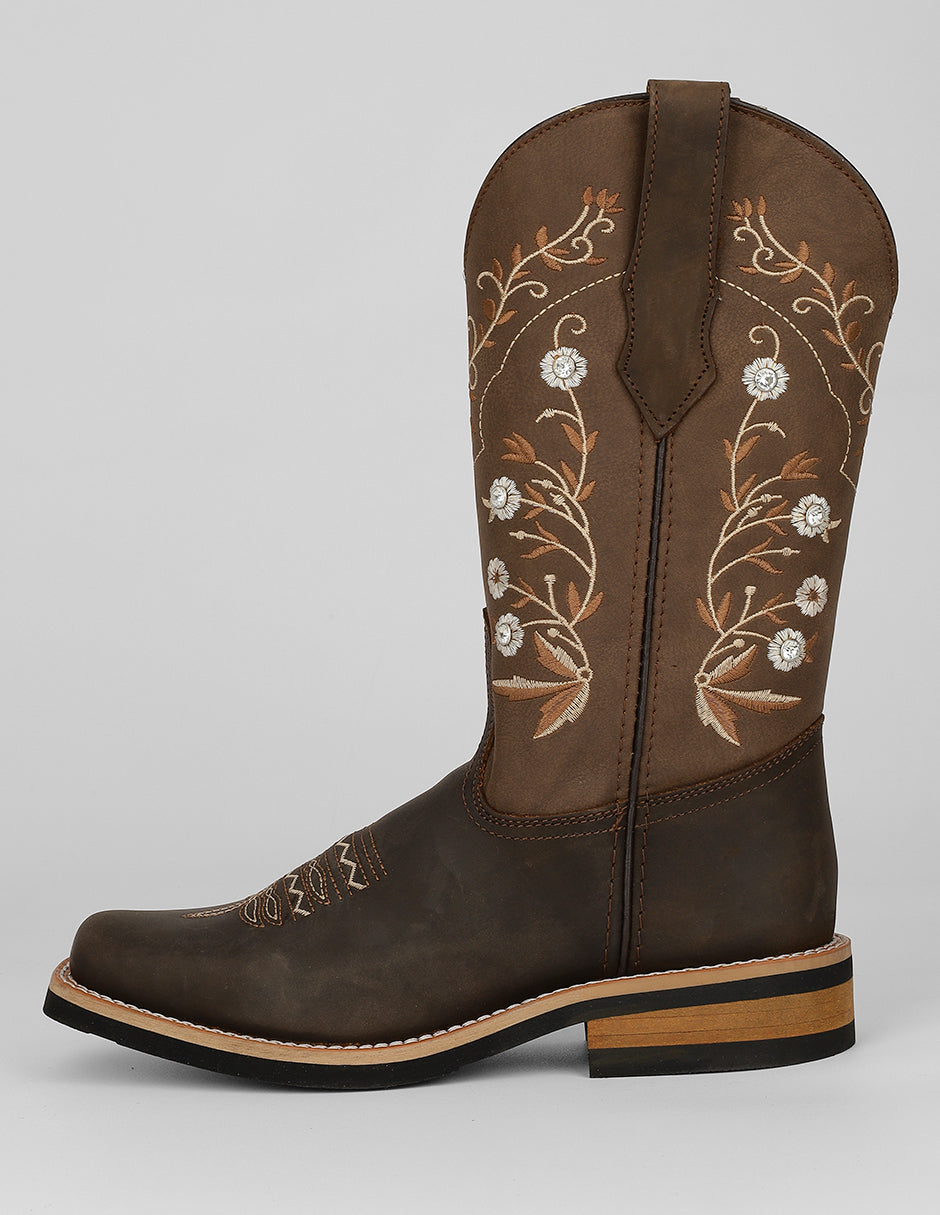 Botas tipo western Exterior Piel Color Café Para Mujer De RBCOLLECTION