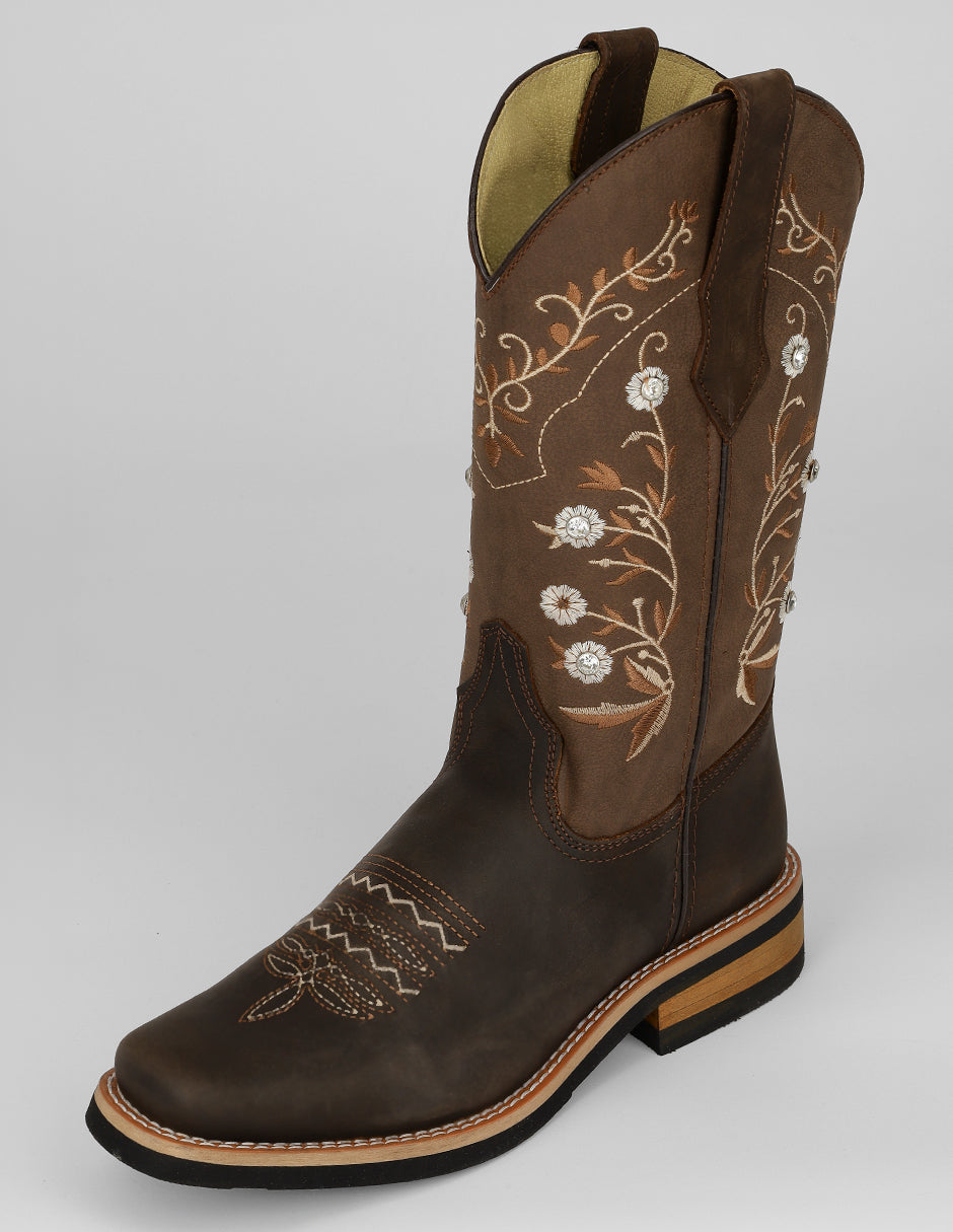 Botas tipo western West en Piel – Café
