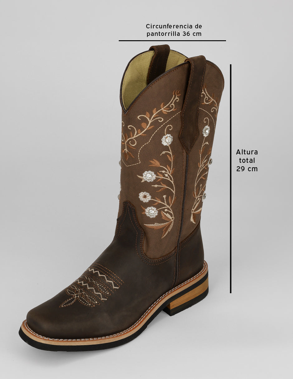 Botas tipo western West en Piel – Café