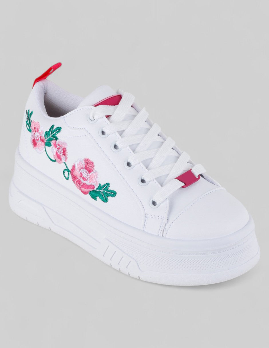 Tenis con cordones Exterior Piel vegana Color Blanco Para Mujer De RBCOLLECTION