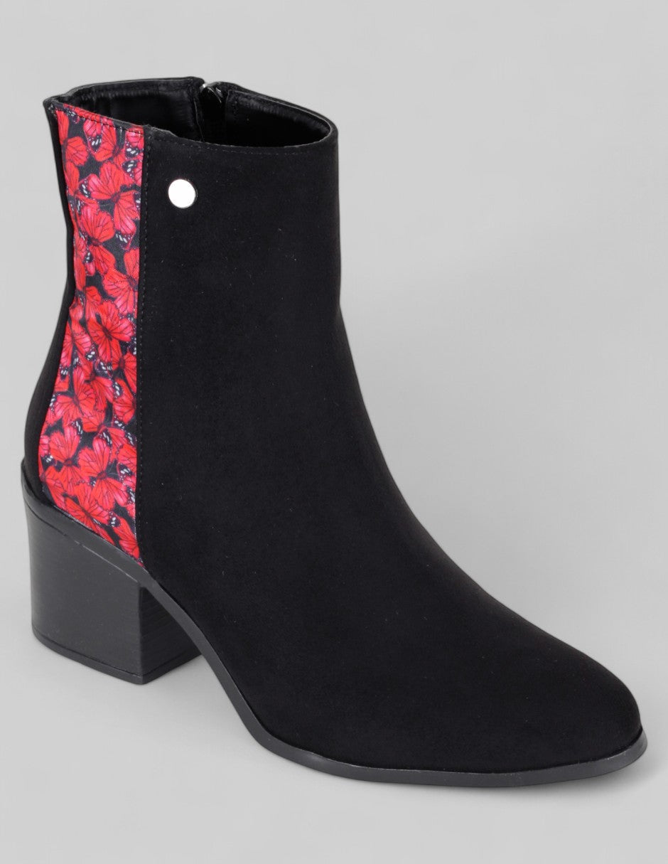 Botín con tacón Exterior Gamuza Color Negro Para Mujer De RBCOLLECTION