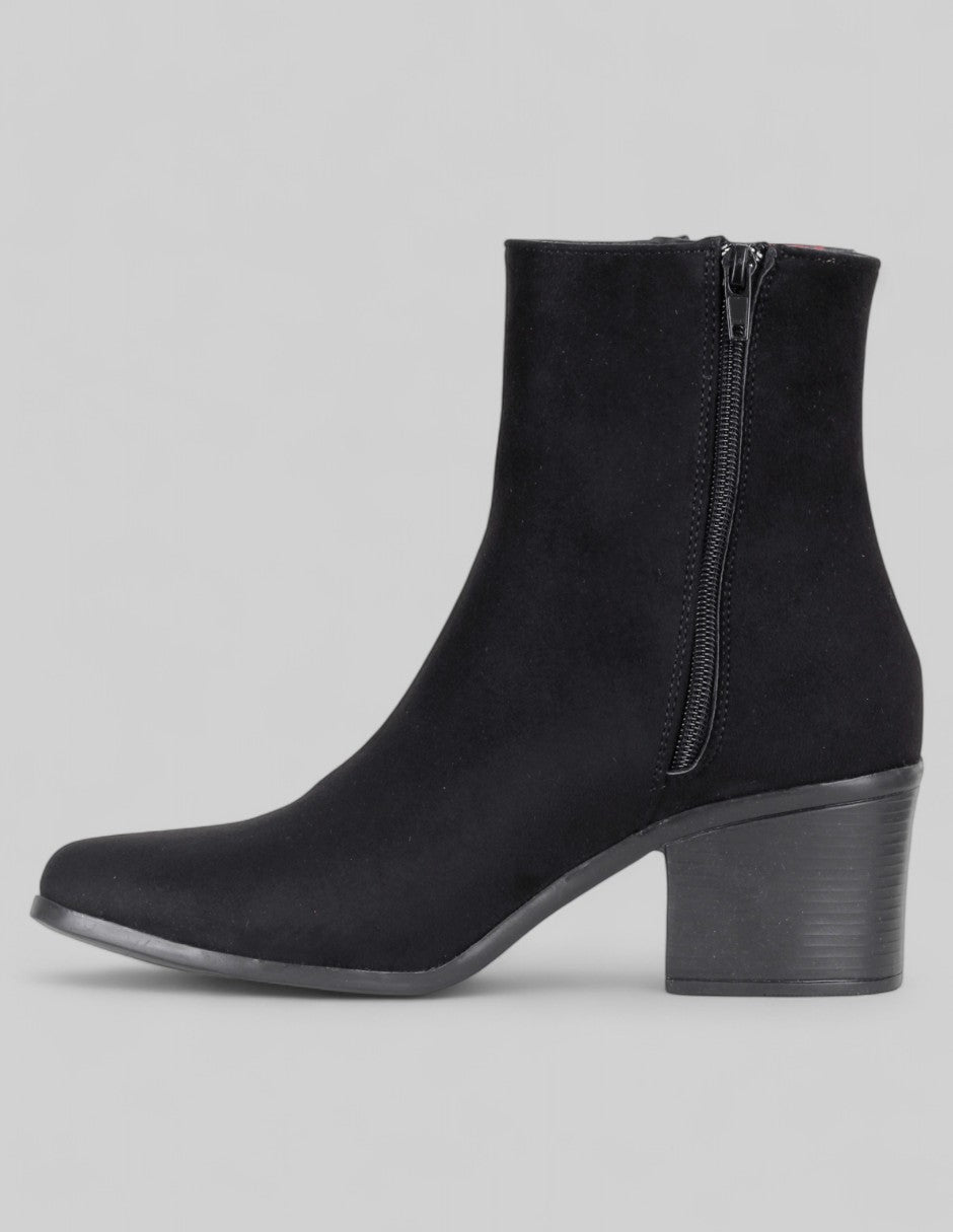 Botín con tacón Aurora en Gamuza – Negro