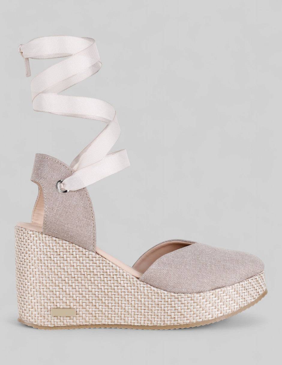 Tacón puente Naia en Textil – Beige