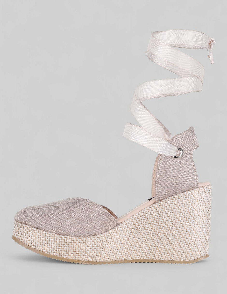 Tacón puente Naia en Textil – Beige