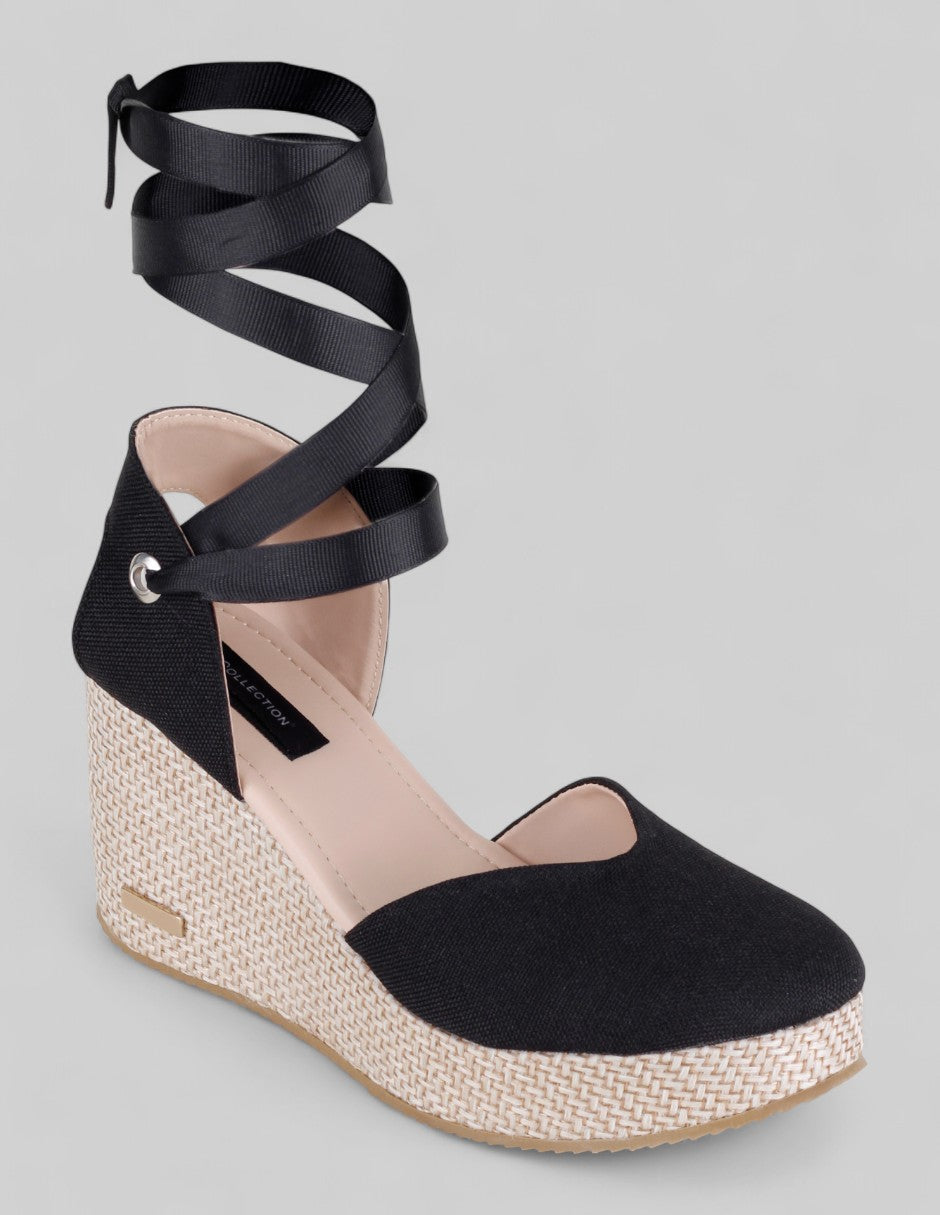 Tacón puente Naia en Textil – Negro