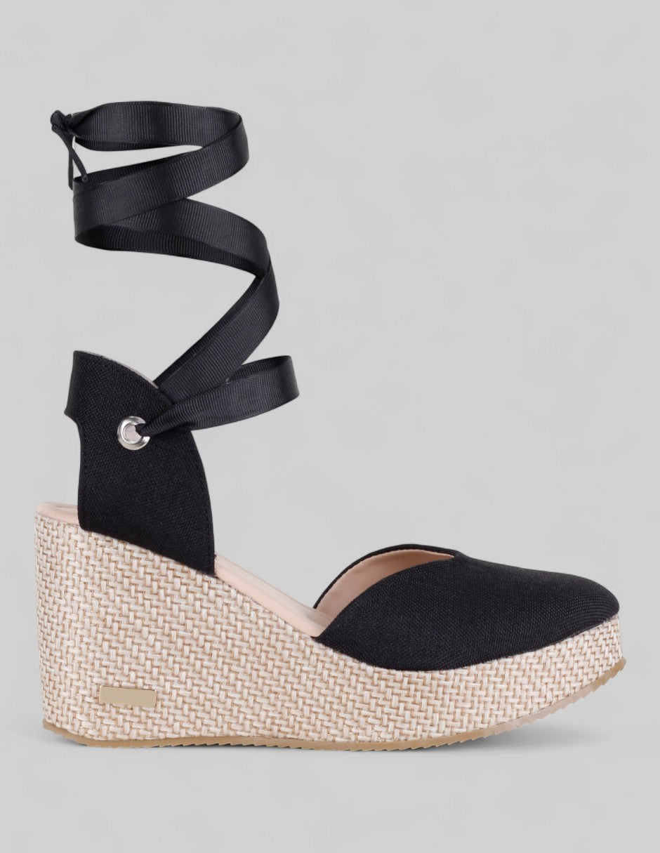 Tacón puente Naia en Textil – Negro