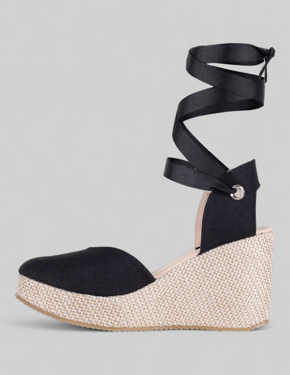 Tacón puente Naia en Textil – Negro