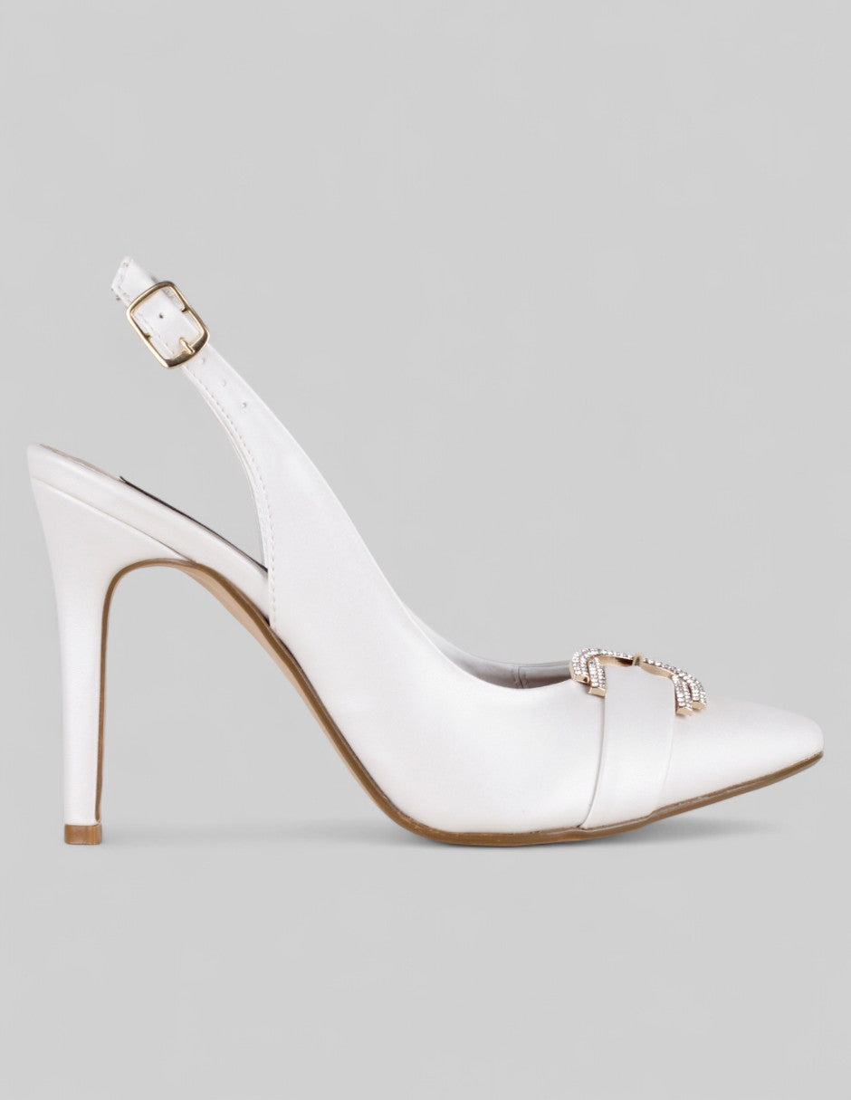 Zapatillas Slingback en Piel vegana – Blanco