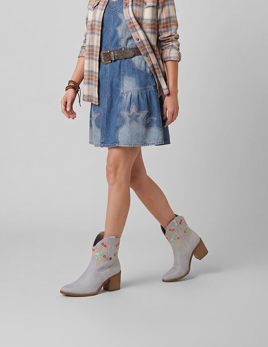 Botas tipo western West en Piel vegana – Azul