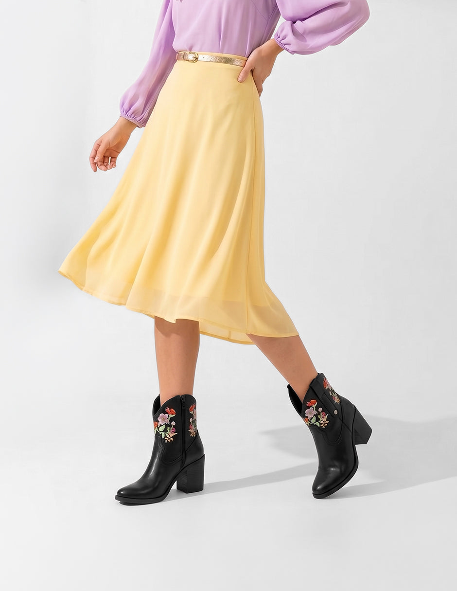 Botas tipo western West en Piel vegana – Negro