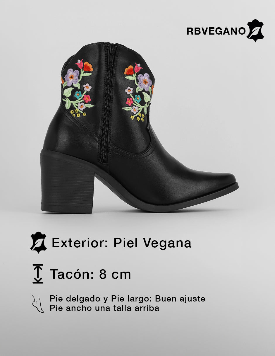 Botas tipo western West en Piel vegana – Negro