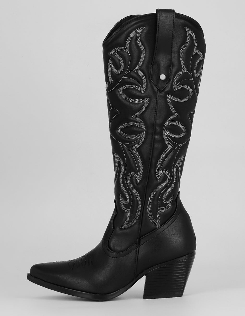 Botas tipo western Exterior Piel vegana Color Negro Para Mujer De RBCOLLECTION