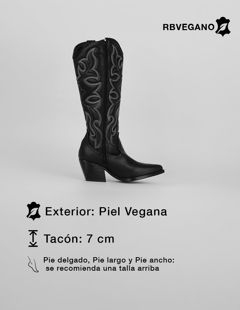 Botas tipo western West en Piel vegana – Negro