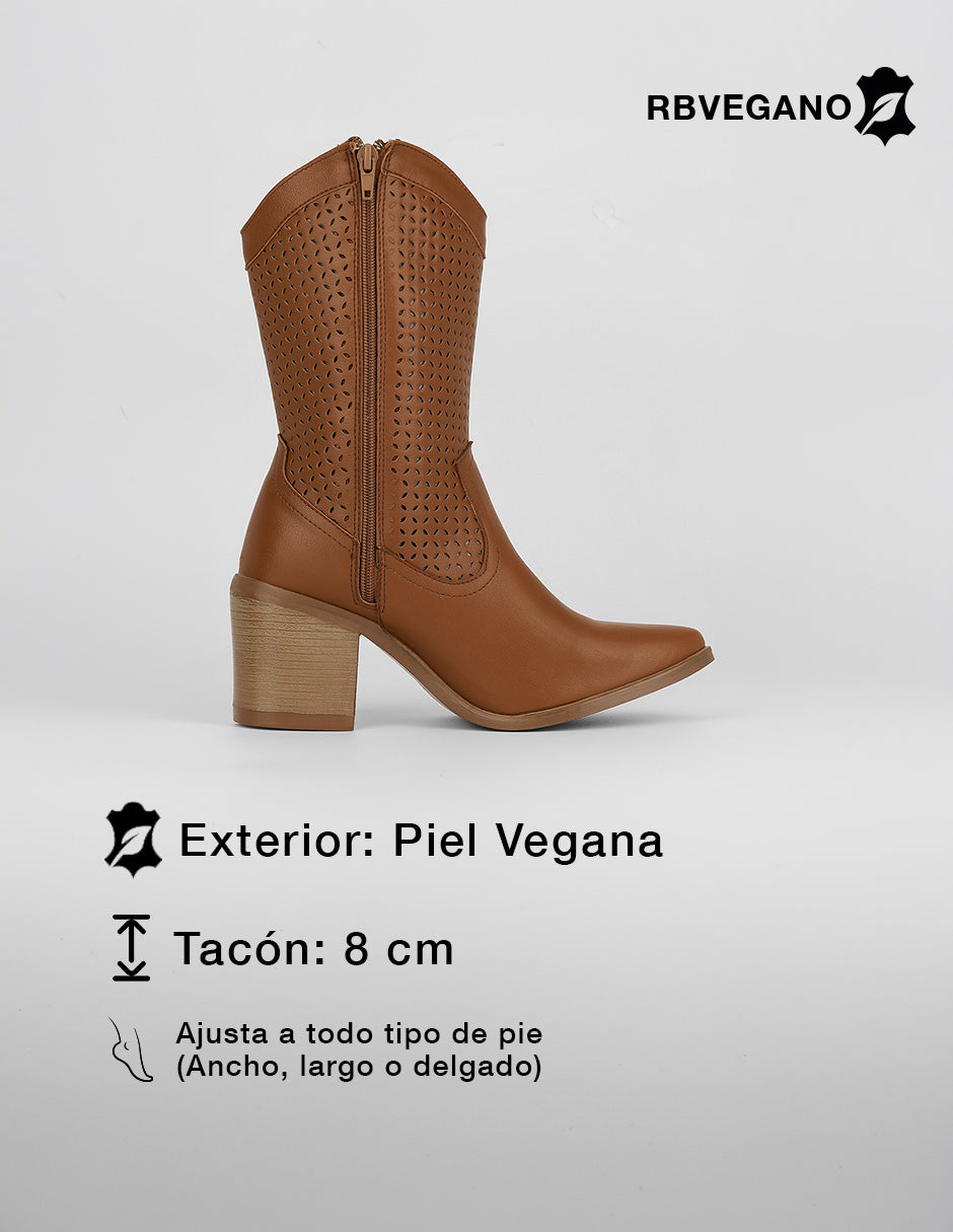 Botas tipo western West en Piel vegana – Café