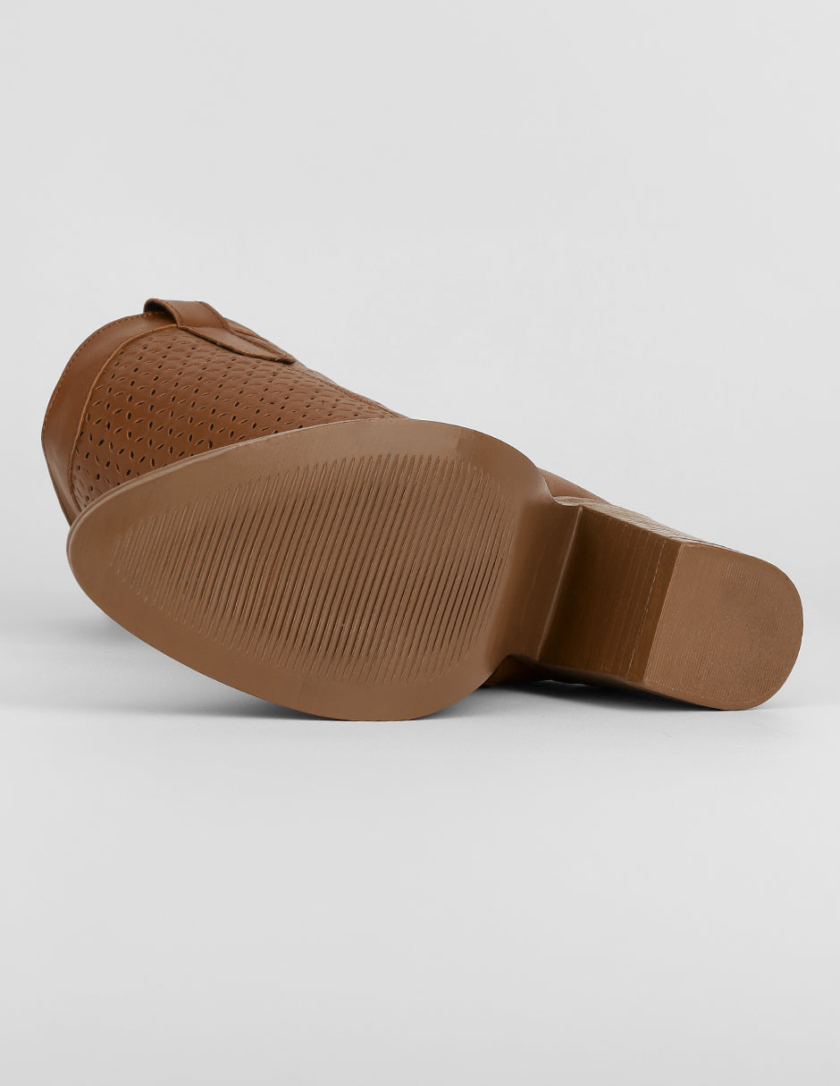 Botas tipo western West en Piel vegana – Café