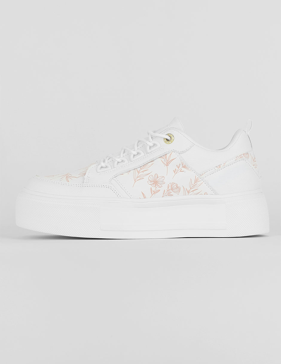 Tenis con cordones Exterior Sintético Color Blanco Para Mujer De RBCOLLECTION