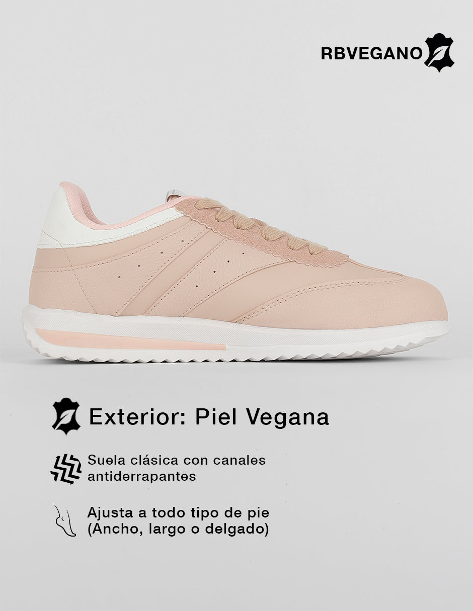 Tenis con cordones  Vegano en Piel vegana – Rosa