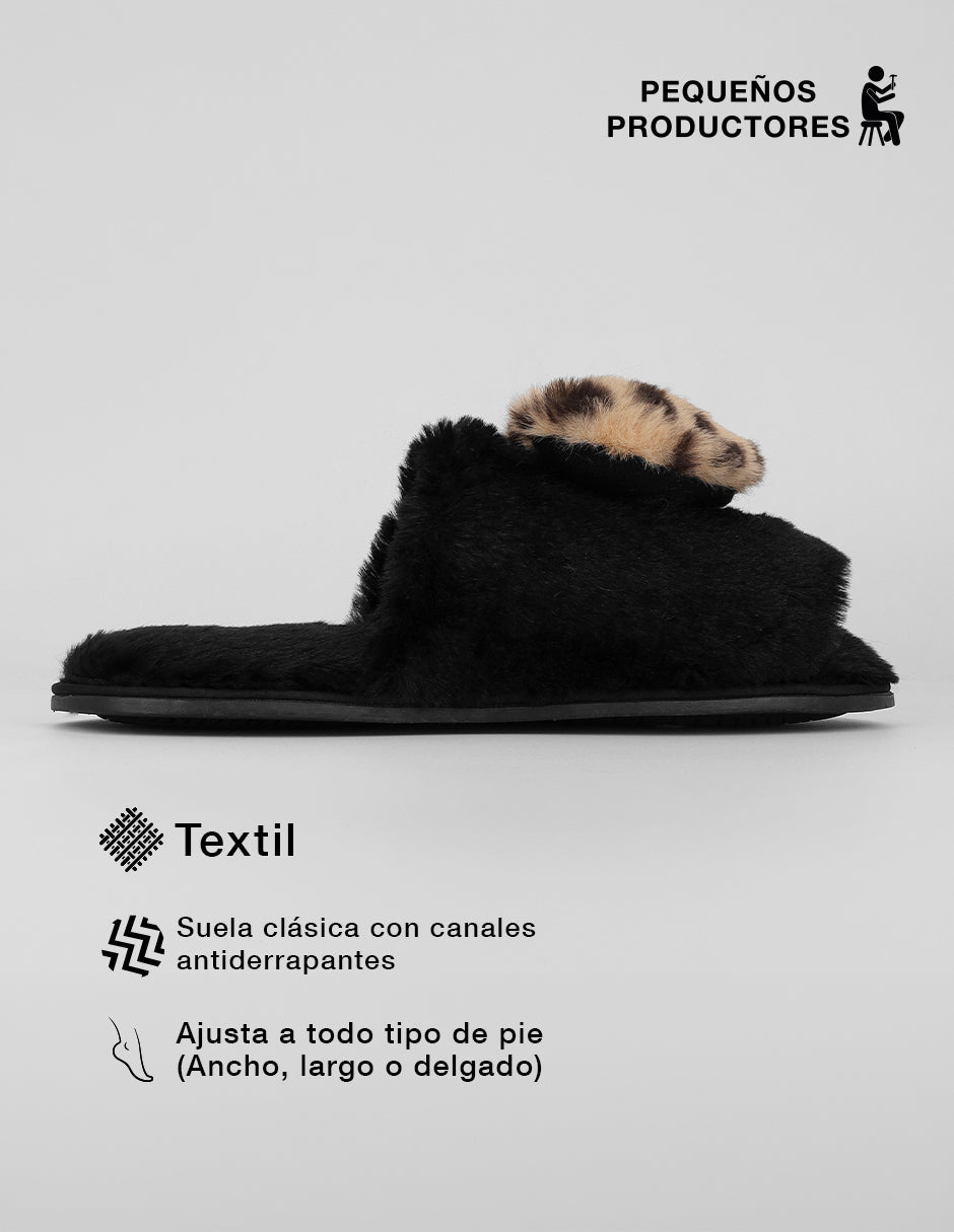 Pantuflas Cozy en Textil – Negro