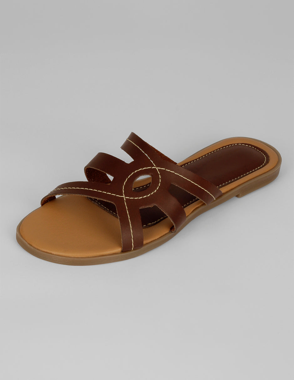 Sandalias de piso Soft en Piel vegana – Café