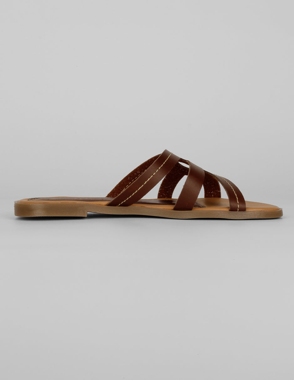 Sandalias de piso Soft en Piel vegana – Café