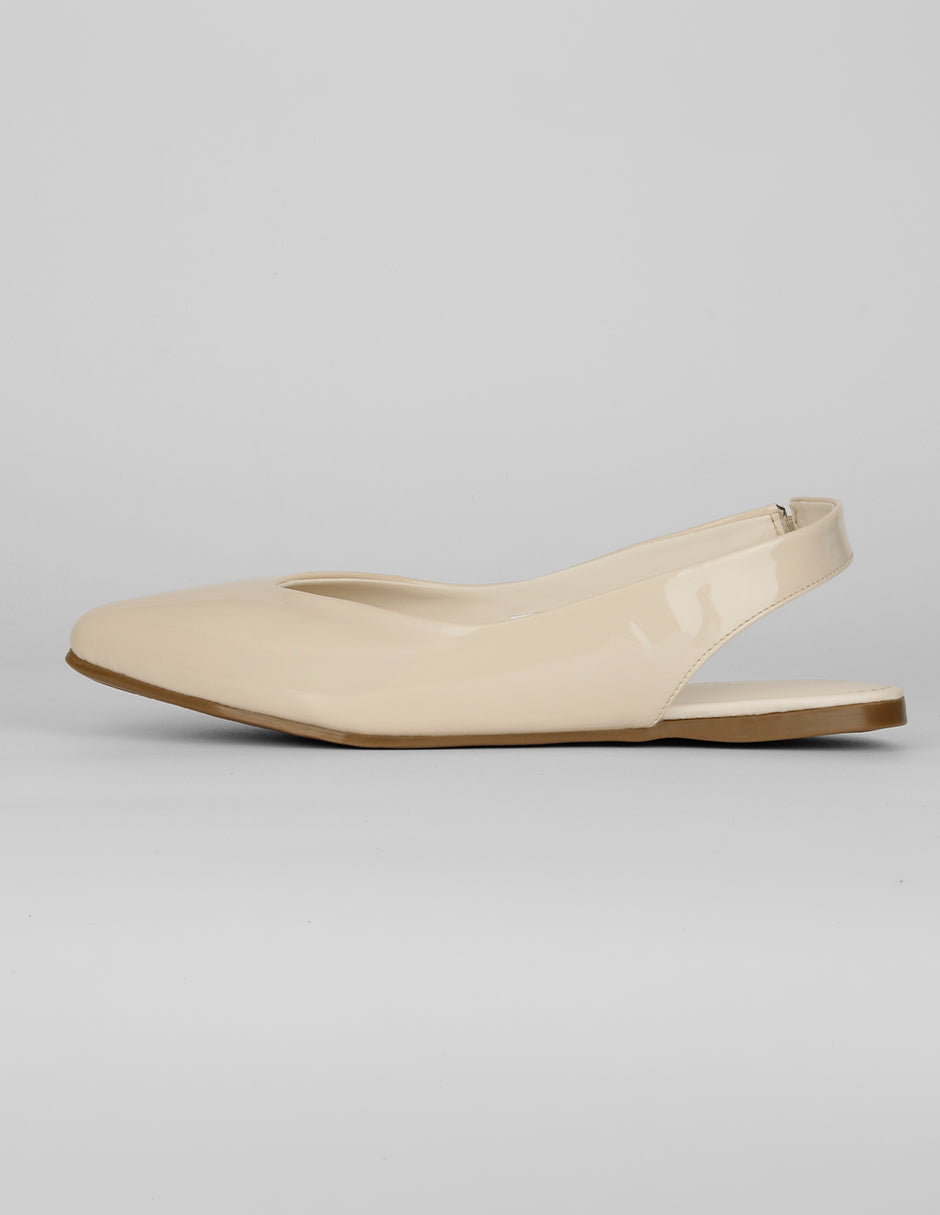 Flats puntales Exterior Charol Color Beige Para Mujer De RBCOLLECTION