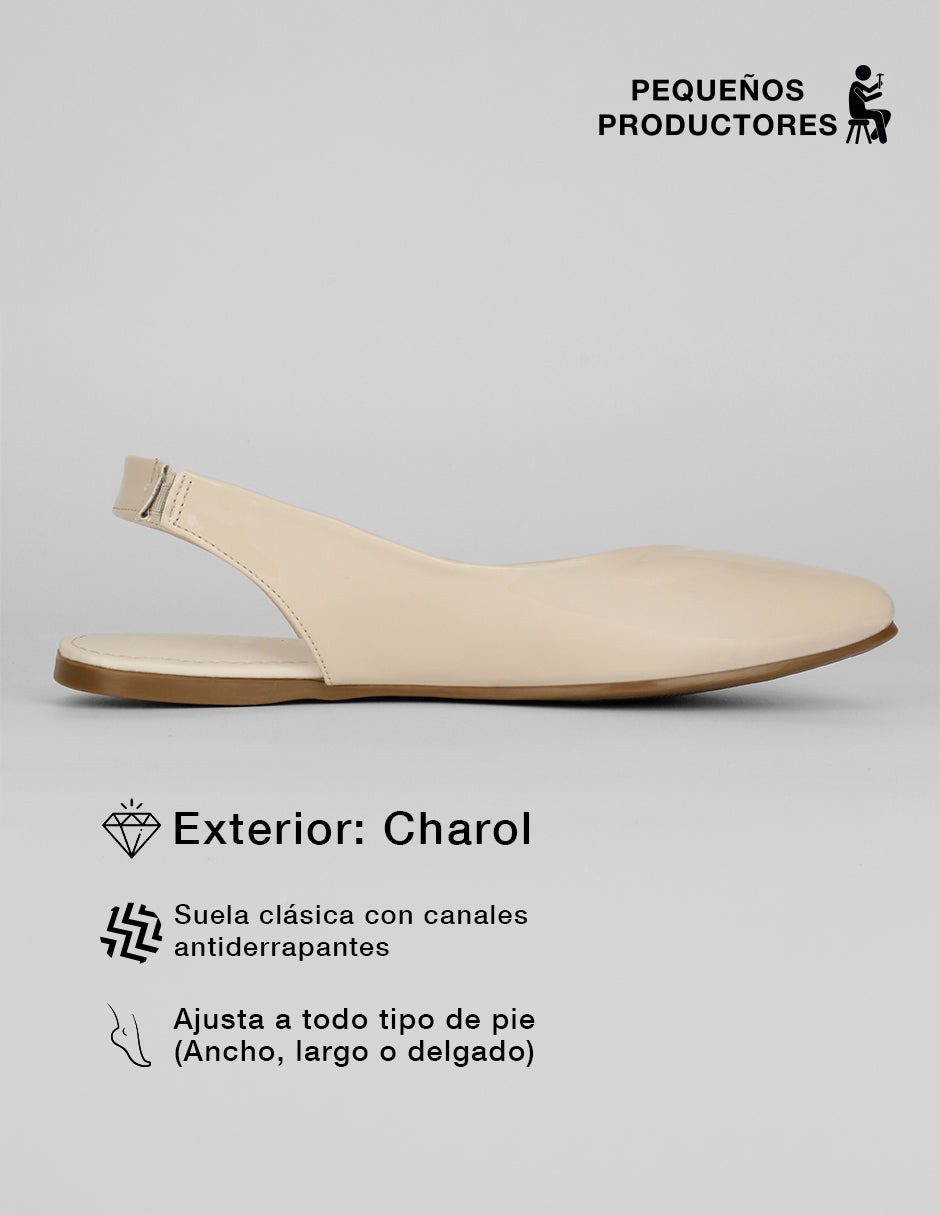 Flats puntales Onne en Charol – Beige