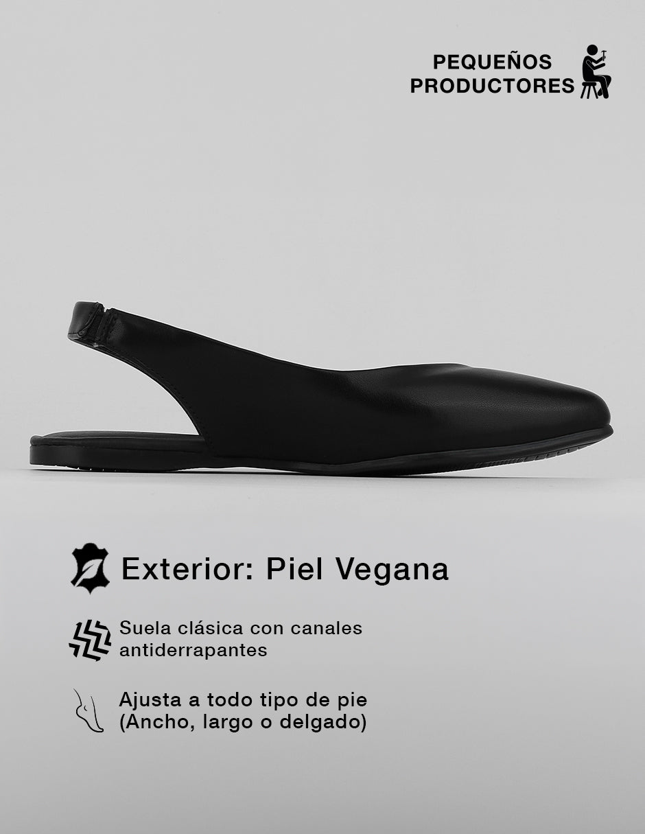 Flats puntales Onne en Piel vegana – Negro