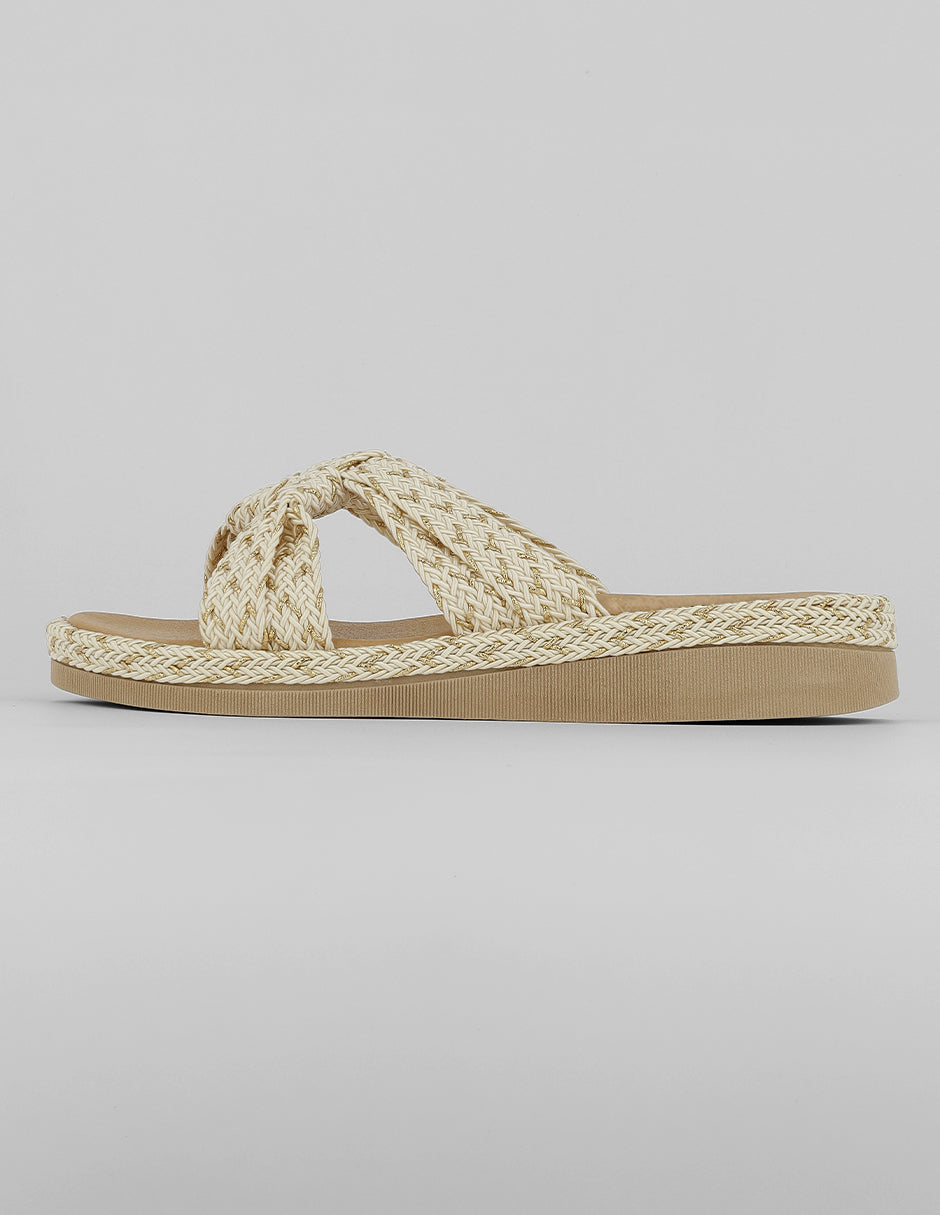 Sandalias con plataforma Exterior Textil Color Latte Para Mujer De RBCOLLECTION