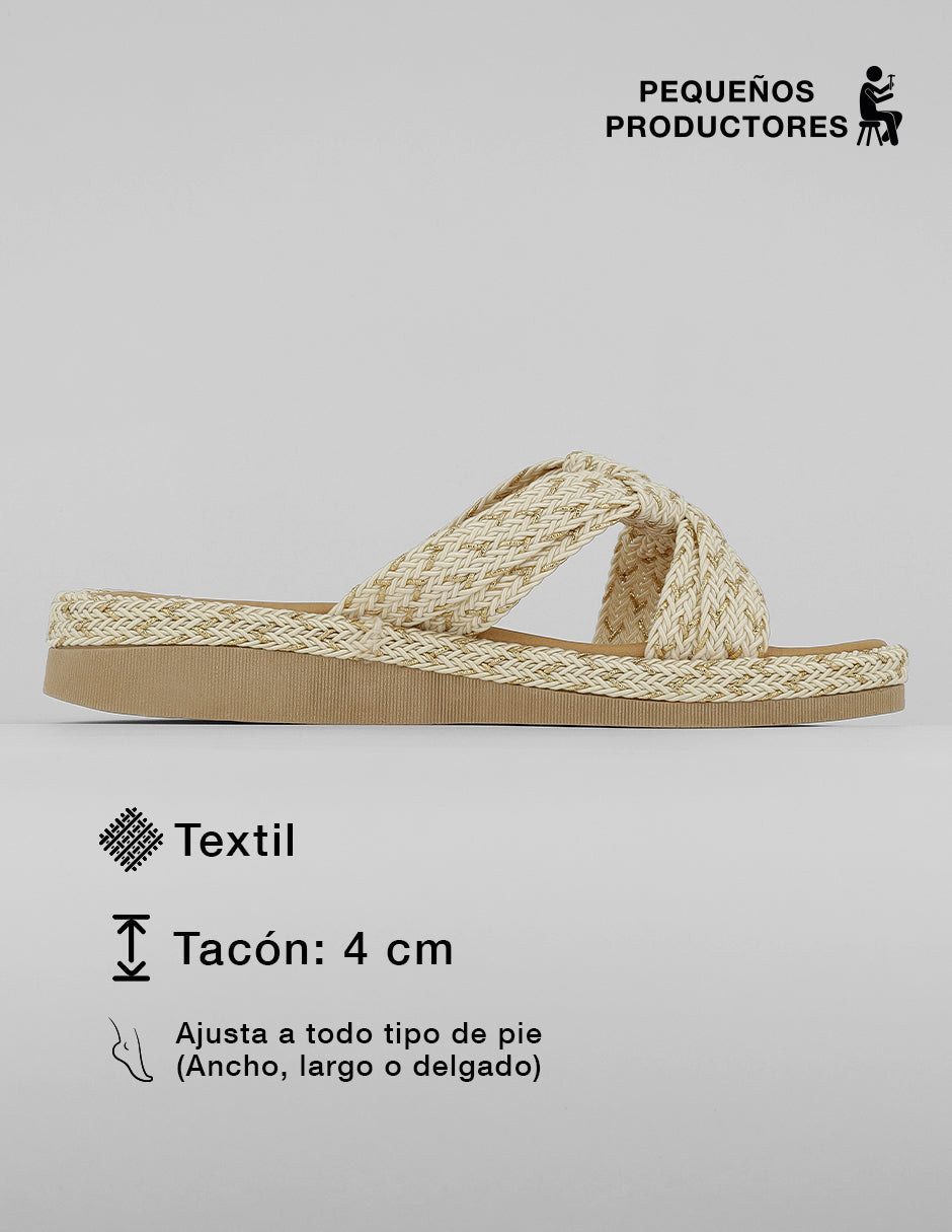 Sandalias con plataforma Sirelle en Textil – Latte