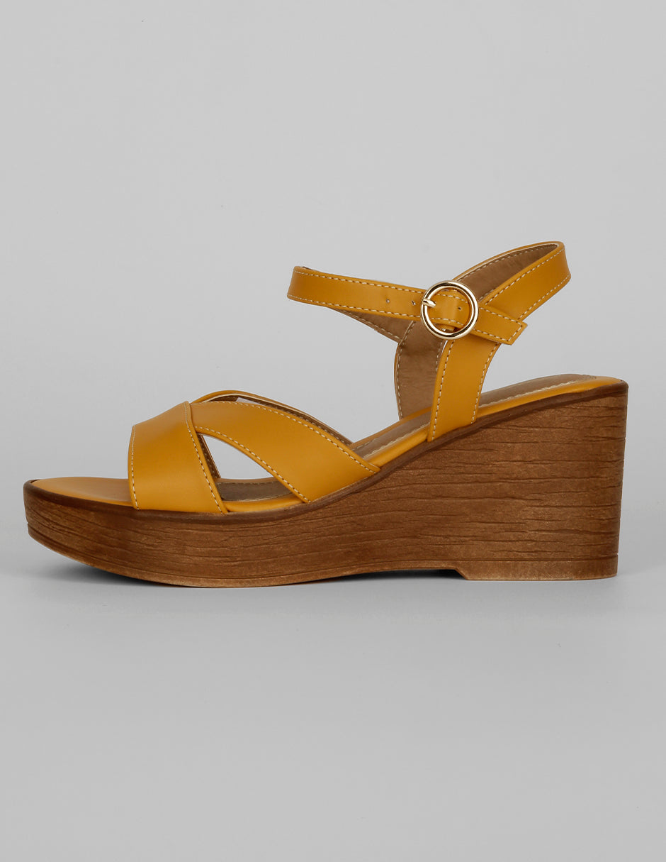 Sandalias con plataforma Exterior Piel vegana Color Amarillo Para Mujer De RBCOLLECTION