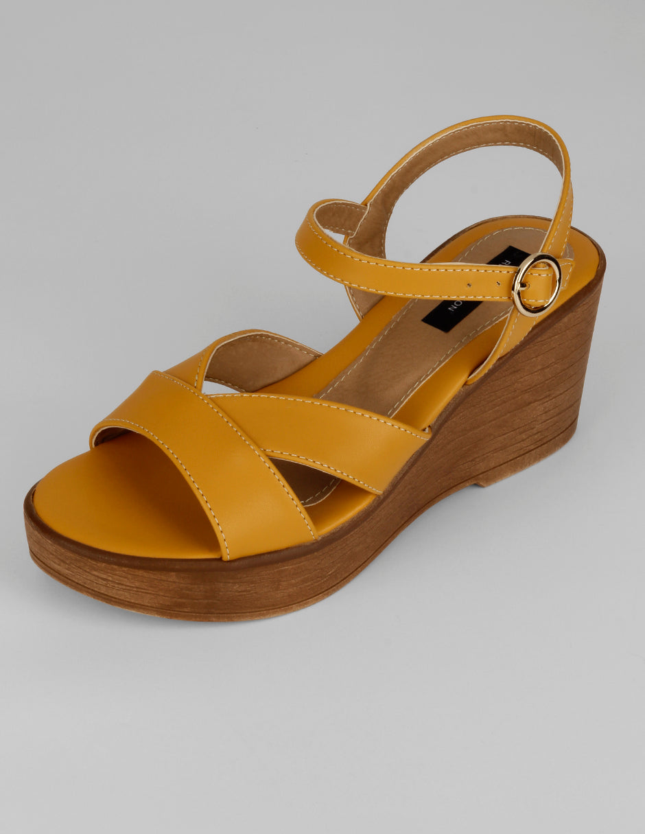 Sandalias con plataforma Naia en Piel vegana – Amarillo