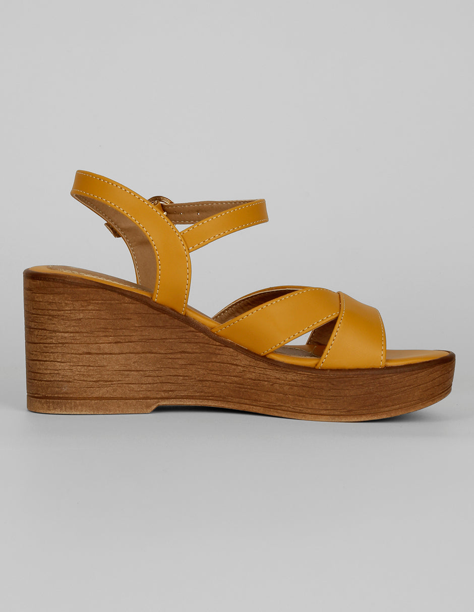 Sandalias con plataforma Naia en Piel vegana – Amarillo
