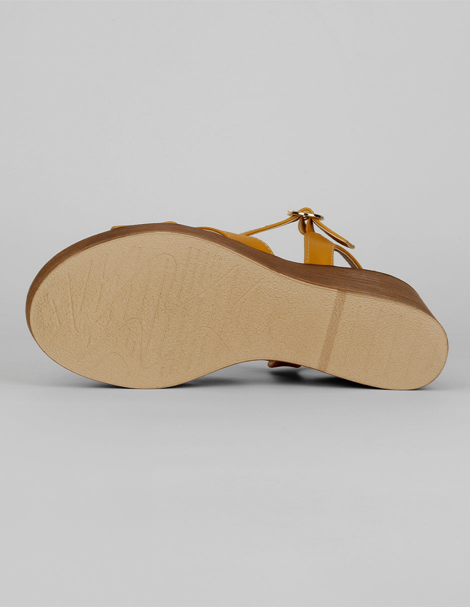 Sandalias con plataforma Naia en Piel vegana – Amarillo