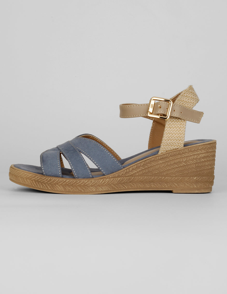 Sandalias con plataforma Exterior Textil Color Azul Para Mujer De RBCOLLECTION