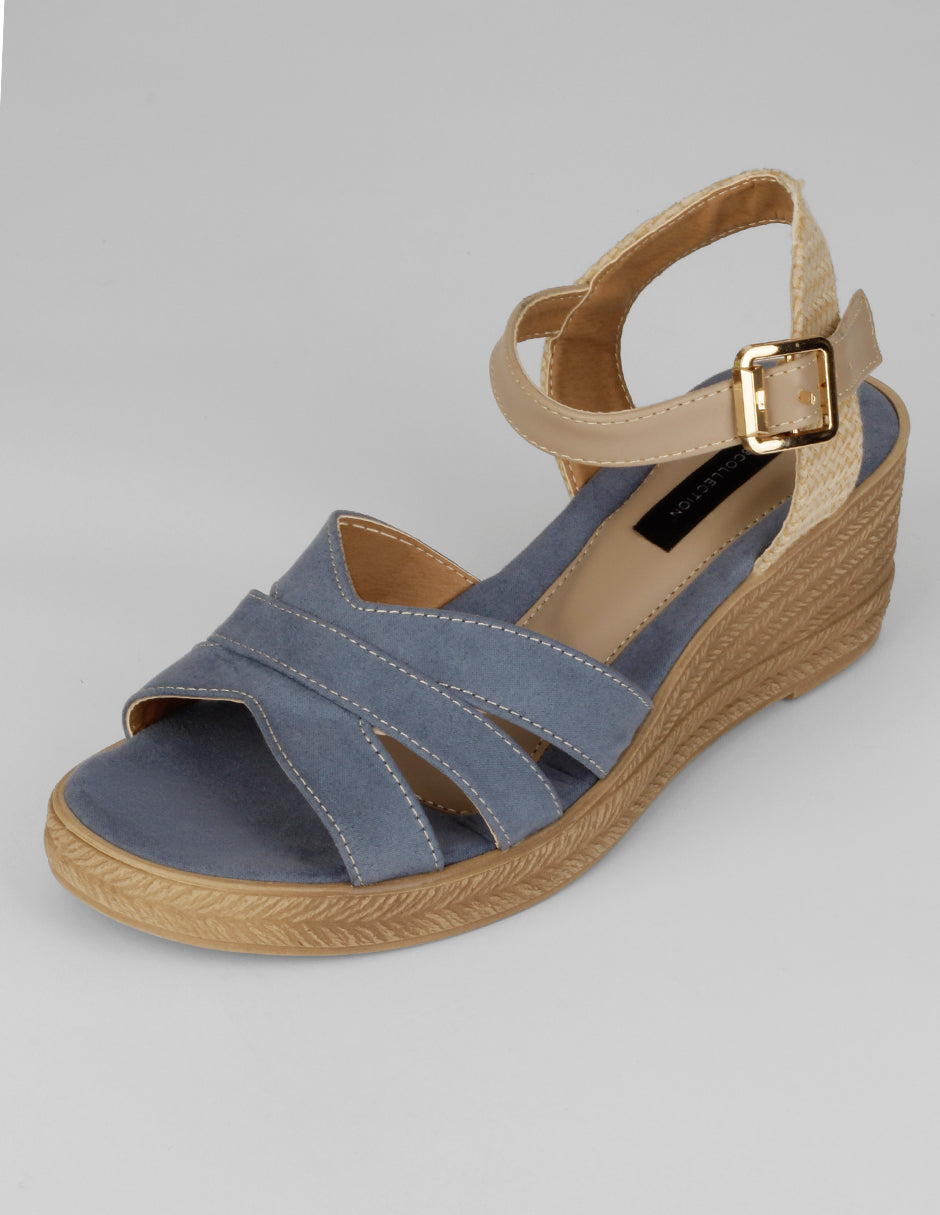 Sandalias con plataforma Naia en Textil – Azul